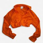 Sky to the Moon NWT Cropped Collared Shirt Orange Photo 0