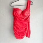 Oh Polly   One For You Coral Red One-Shoulder Corset Mini Dress Sz 8 Photo 2