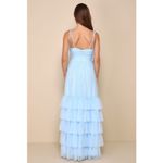 Lulus NWT  Endlessly Darling Light Blue Mesh Tiered Tie-Strap Maxi Dress Size M Photo 6