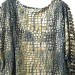 Bleu Bayou‎ notched open sleeve blouse top medium Green Photo 5