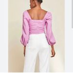 Veronica Beard  Kayla Puff‑Sleeve Crop Top – Orchid, Size 12 NWT Square Neck Photo 3