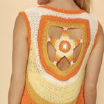 American Vintage Crochet Star Vest Orange Multi - M NWT Photo 4