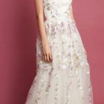 Chi Chi London Floral Embroidered Tulle Midi Dress Size 2 Purple Photo 0