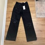 ZARA  Black Wide Leg Distressed Jeans Size 6 New High Waist Photo 4
