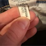 EXPRESS  Y2K Rhinestone Bedazzled Raw Hem Medium‎ Wash Denim Mini Skirt Sz 4 Photo 6