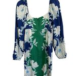 Farm Rio  Soft Garden Linen-Blend Mini Dress Size Small Green Blue NWT Photo 3