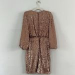 Vince Camuto NWT Jewel Neck 3/4 Length Ballon Sleeve Gold Copper Sequin Dress Photo 2