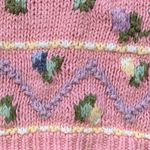 Vintage 90s Embroidered Floral Sweater Pink Scalloped Neck Cottage Flower Knit Size M Photo 8