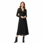 ZARA Ruched Sexy Lace Elegant Black Long Sleeve With Gold Touch Women's blouse Photo 4