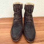 UGG  1008741 Analise Lace Up Brown Sheepskin Leather Heeled Ankle Boots Size 8.5 Photo 3