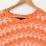 Open Knit Striped Sweater Womens Coastal Scallop Stripe Lightweight Size XL Orange Photo 2