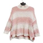 Altar'd State High Neck Stripe Pink White Sweater M/L loose Fit Winter Fall Knit Fringe Photo 0