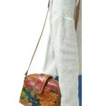 OZ Orifaz Argentine Brown Floral Cross Body Bag Leather Retro Vtg Y2k Artsy Photo 0