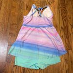 Pastel Striped Women's Swim Dress with boy‎ shorts size 2XL Pink Photo 1