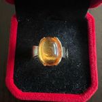 Chunky Gold Statement Ring for Women Gold Crystal Knuckle Ring Size 7 Orange Photo 0