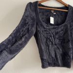 Free People MOONBEAM FUZZY PULLOVER - BLACK Size M NWT Photo 4