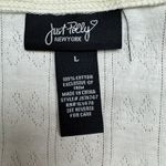 Just Polly cropped white shirt with bow pattern throughout and pink bow‎ Size L Photo 4