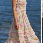 Current Air Anthropologie Sereia Shirred Pleated Watercolor Midi Dress Sz S ๐งก๐ Photo 0