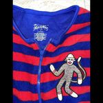 Nick & Nora Women’s Nick & Nara Blue Red Sock Monkey Footed‎ One Piece Pajamas Size S Photo 2