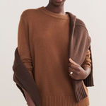 Jenni Kayne Women's Brown Cashmere Oversized Crewneck Sweater Size XL Photo 0