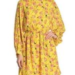 Halogen  yellow garden party floral belted chiffon dress size XL Photo 0