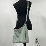 Perforated Faux Leather Shoulder Bag with detached pouch Green Photo 2