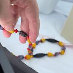 Vintage 80’s glass and acrylic tribal bright fun necklace Yellow Photo 6