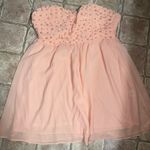 Peach Large Strapless Dress with Pearl Embellishments. NWOT Pink Photo 0