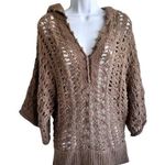 Free People ‎ Pointelle Open Knit Alpaca Hooded Sweater Size Small Photo 0