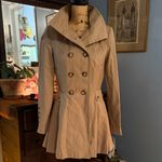 Calvin Klein Hooded Khaki Tan Double-Breasted Water Resistant Rain Coat NWT Photo 1