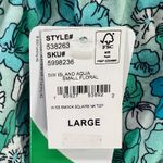 Lands End Top Womens L Island Aqua Blue Floral Smocked Square Neck Feminine Size L Photo 9