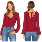 Tularosa  Heather Blouse Ruffle Collar Tassel Tie Back Red Size L Photo 1