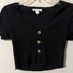 Urban Heritage  Black Crop Top with Buttons Photo 2