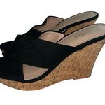 Charles David  Latrice Size 9 Black Wedge Sandals Strappy Suede Womens Photo 0