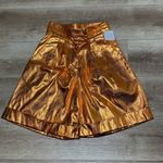 KIMBERLY GOLDSON Women’s Lizzie Pleated Metallic Shorts Copper Sz 4 Orange Photo 1