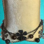 Dark silver and turquoise leaf & clover necklace Green Photo 2