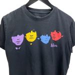 Oversized 2009 Beatles Women's Crop Top Medium Raw Hem Colorful Faces Y2K Style Black Photo 1