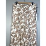 Nicole Miller Tropical Leaf Linen Cream Wide Leg Pants Womens XL Lagenlook Photo 2