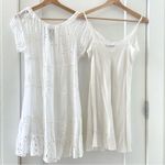 Johnny Was White Eyelet Lace Mini Bay Doll Dress Swim Coverup With Slip Size S Photo 1