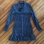 Veronica Beard  NWT Kelsey Plaid Peplum Shirt Dress in Ink/White Size 8 Photo 2