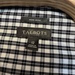 Talbots  Women's Size 12 Black White Gingham Check Rhinestone‎ Button Tunic Top Photo 4