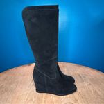 Johnston & Murphy  Black Suede Knee High Wedge Heeled Boots Zipper Women’s Size 9 Photo 2