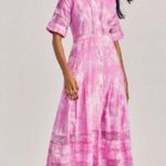 Love Shack Fancy ๐๐ Edie Midi Dress ~ Begonia Hand Dye Medium M NWT Photo 0