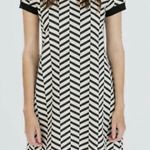 ZARA Antique White Black Short Sleeve Mini Dress Photo 0