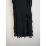 Loft Ann Taylor Little Black Dress Size 2 Flower Applique Ruffled Tiered Hem Photo 3