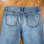 Tory Burch  Embroidered Hem Jeans Women’s Size 29 Light Wash Straight Leg Raw Hem Photo 8