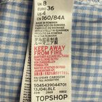 Topshop Gingham Cropped Cold Shoulder Short Sleeve Top Blue White Size 4 Photo 6