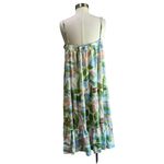 Girl and The Sun St Tropez Leaf Print Tiered Hem Midi Dress Size XL Blue Photo 3