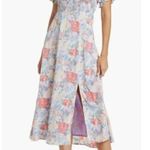 ASTR Puff Sleeve Smocked Bust Midi Pastel Print Floral Dress Size Small Photo 0