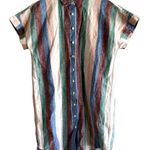 Madewell  Central Shirt Dress Flagstaff Stripe Button Down Mini Linen XXS NWT Photo 1